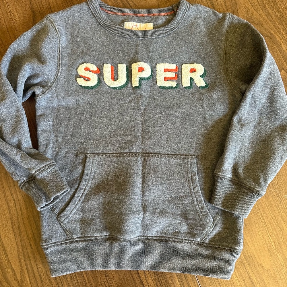 Mini Boden Gray 'SUPER' Sweatshirt